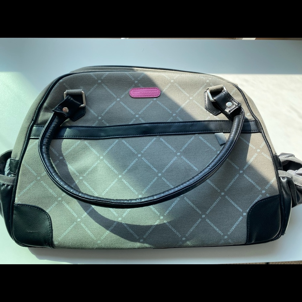 Gray and Black Duffel Bag